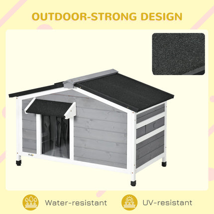 Wooden Small Dog Kennel 65H x 97L x 72W cm for Outside - Grey