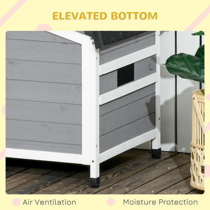 Wooden Small Dog Kennel 65H x 97L x 72W cm for Outside - Grey