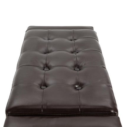 PU Leather Tufted Storage Ottoman Bench with Flip Top 92L x 40W x 40H cm - Brown