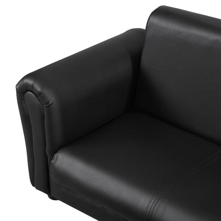 2 Piece Toddler Sofa Set with Footstool for Kids - Black
