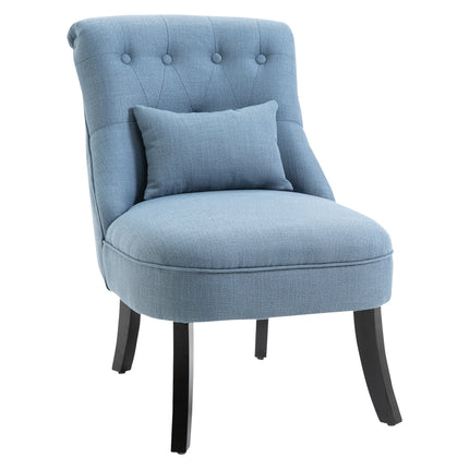 Fabric Single Sofa Dining Tub Chair with Pillow Solid Wood Legs - Blue