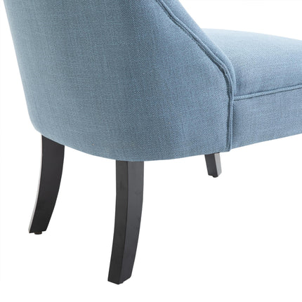 Fabric Single Sofa Dining Tub Chair with Pillow Solid Wood Legs - Blue