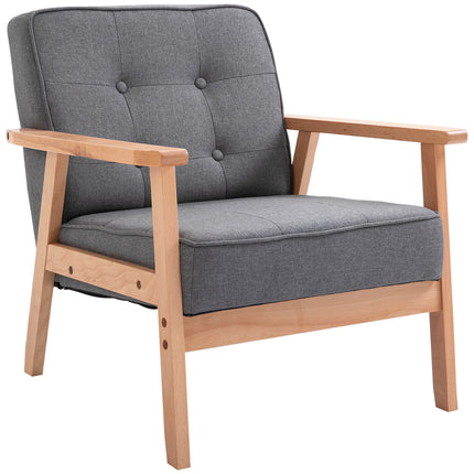 Minimalistic Wooden Frame Accent Chair with Padded Seat - Dark Grey