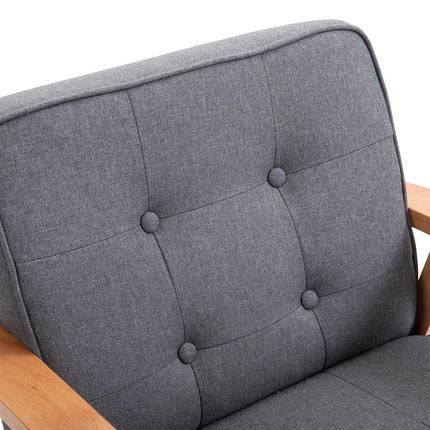 Minimalistic Wooden Frame Accent Chair with Padded Seat - Dark Grey