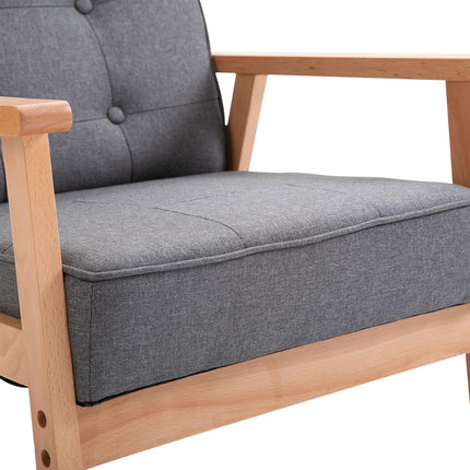 Minimalistic Wooden Frame Accent Chair with Padded Seat - Dark Grey