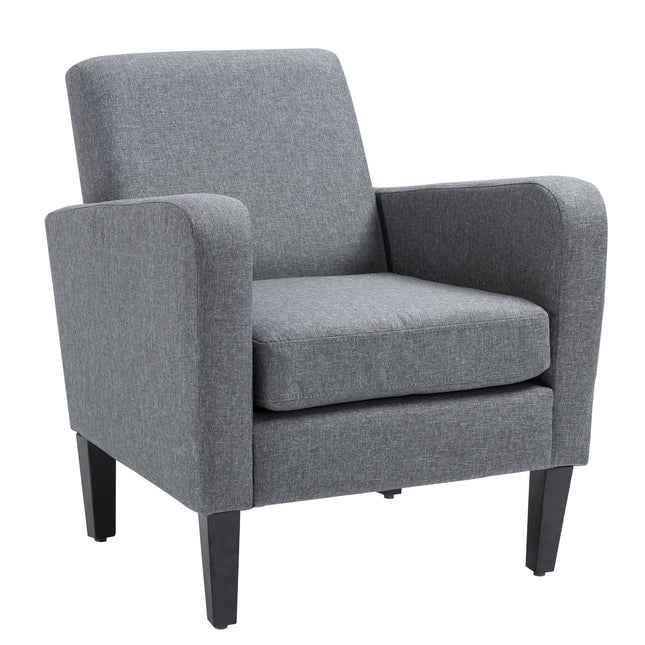 Linen Single Armchair with Padded Seat - Grey