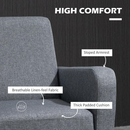 Linen Single Armchair with Padded Seat - Grey