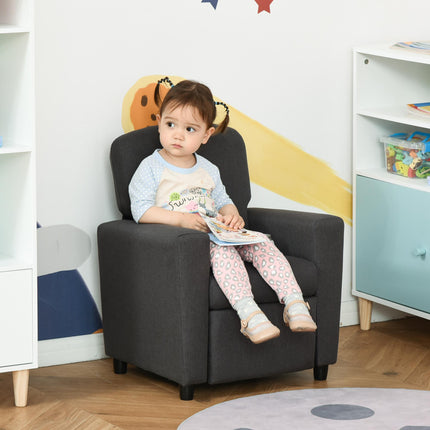 2 in 1 Kids Sofa Armchair with Reclining Footrest for Ages 3-6 - Grey