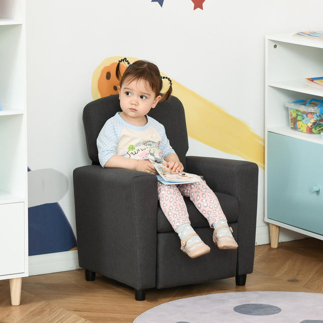 2 in 1 Kids Sofa Armchair with Reclining Footrest for Ages 3-6 - Grey