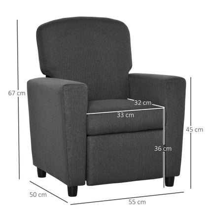 2 in 1 Kids Sofa Armchair with Reclining Footrest for Ages 3-6 - Grey