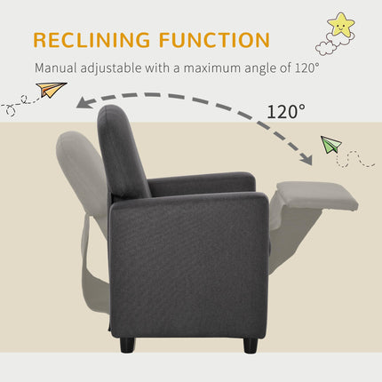 2 in 1 Kids Sofa Armchair with Reclining Footrest for Ages 3-6 - Grey
