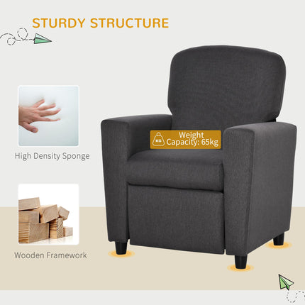 2 in 1 Kids Sofa Armchair with Reclining Footrest for Ages 3-6 - Grey