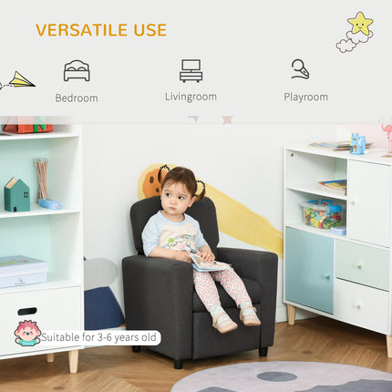 2 in 1 Kids Sofa Armchair with Reclining Footrest for Ages 3-6 - Grey