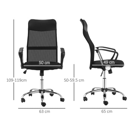 Ergonomic Mesh Office Chair with Adjustable Height and Tilt Function - Black