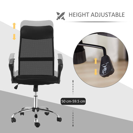 Ergonomic Mesh Office Chair with Adjustable Height and Tilt Function - Black