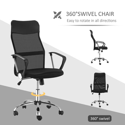 Ergonomic Mesh Office Chair with Adjustable Height and Tilt Function - Black