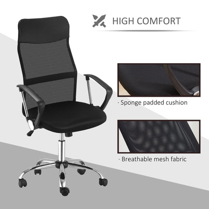 Ergonomic Mesh Office Chair with Adjustable Height and Tilt Function - Black
