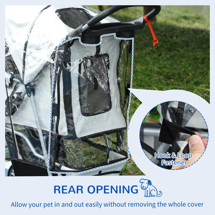 Dog Stroller Rain Cover with Rear Side Entry for Pram Buggy - Grey