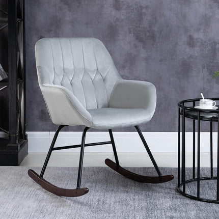 Stylish Padded Rocking Chair for Living Room - Grey and Black
