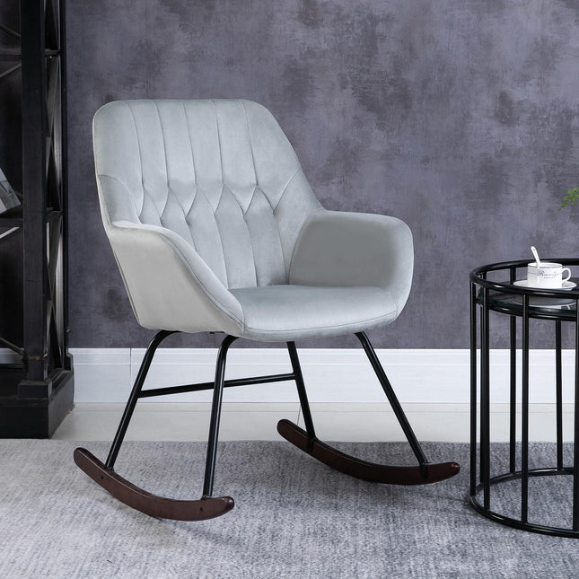 Stylish Padded Rocking Chair for Living Room - Grey and Black