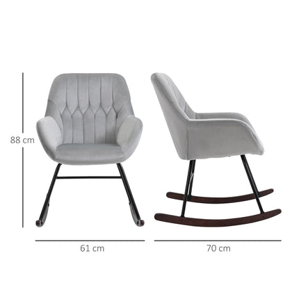 Stylish Padded Rocking Chair for Living Room - Grey and Black
