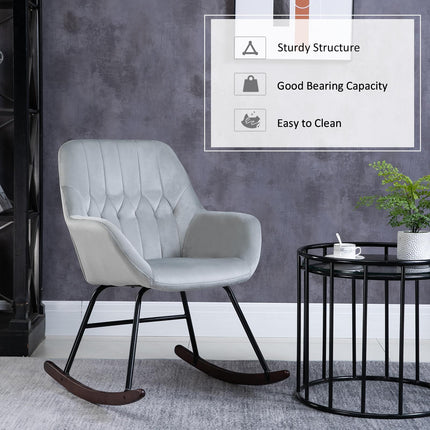 Stylish Padded Rocking Chair for Living Room - Grey and Black