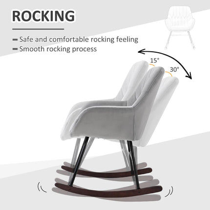 Stylish Padded Rocking Chair for Living Room - Grey and Black