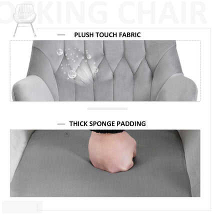Stylish Padded Rocking Chair for Living Room - Grey and Black