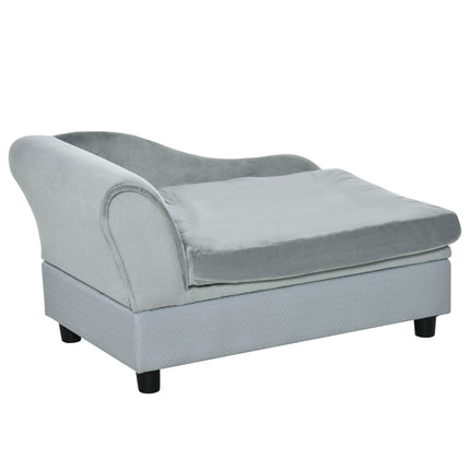 Dog Sofa with Storage and Soft Cushion for Small Dogs and Cats - Light Blue
