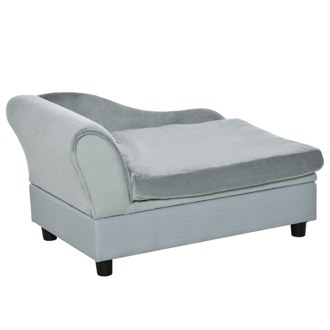 Dog Sofa with Storage and Soft Cushion for Small Dogs and Cats - Light Blue