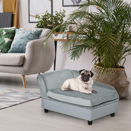 Dog Sofa with Storage and Soft Cushion for Small Dogs and Cats - Light Blue