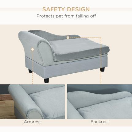Dog Sofa with Storage and Soft Cushion for Small Dogs and Cats - Light Blue