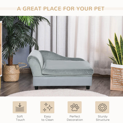Dog Sofa with Storage and Soft Cushion for Small Dogs and Cats - Light Blue