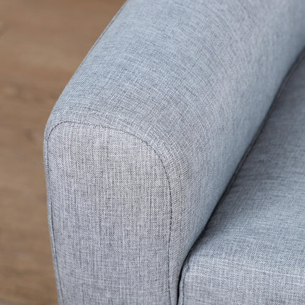 2 Seater Toddler Chair with Wood Frame and Linen Upholstery - Grey