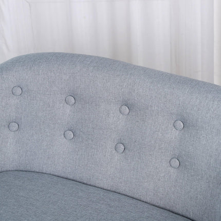 2 Seater Toddler Chair with Wood Frame and Linen Upholstery - Grey