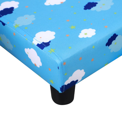 Children's Mini Sofa with Pull-Out Footrest and Wood Frame - Blue Cloud