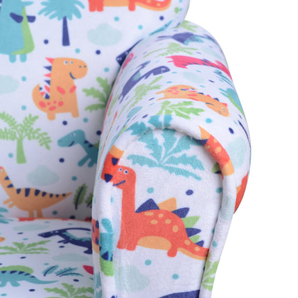 Children's Dinosaur Pattern Armchair with Wooden Frame - Multicolour
