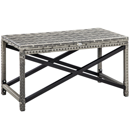 PE Wicker Outdoor Coffee Table with Durable Plastic Top 80x40x43cm - Mixed Grey