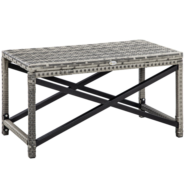 PE Wicker Outdoor Coffee Table with Durable Plastic Top 80x40x43cm - Mixed Grey
