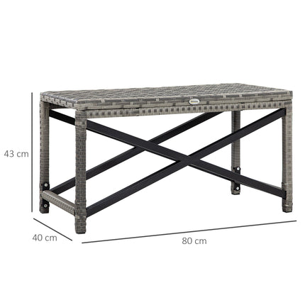 PE Wicker Outdoor Coffee Table with Durable Plastic Top 80x40x43cm - Mixed Grey