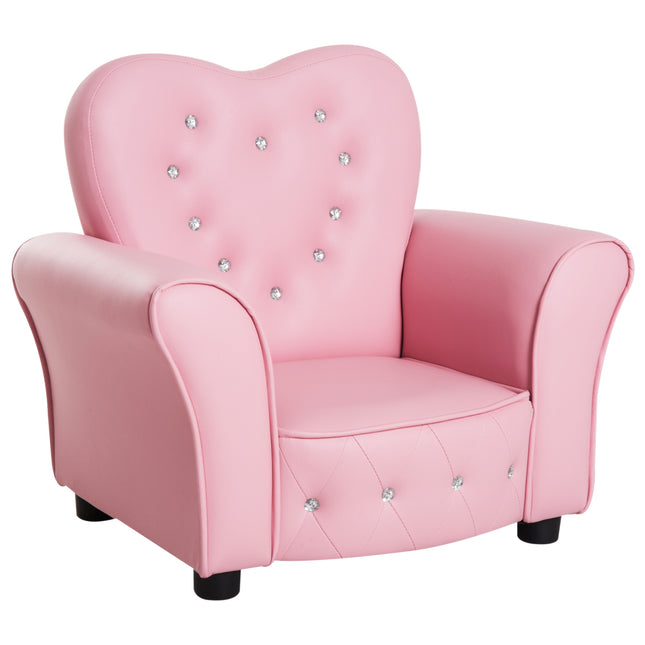 Kids Toddler Armchair Sofa with Tufted Buttons - Pink