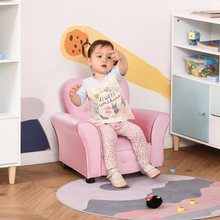 Kids Toddler Armchair Sofa with Tufted Buttons - Pink