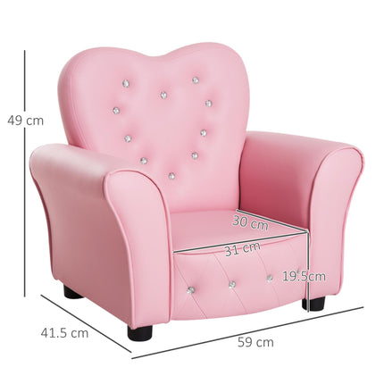 Kids Toddler Armchair Sofa with Tufted Buttons - Pink