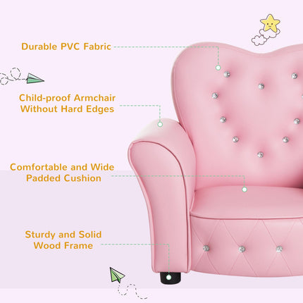Kids Toddler Armchair Sofa with Tufted Buttons - Pink