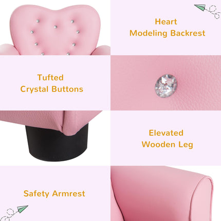 Kids Toddler Armchair Sofa with Tufted Buttons - Pink