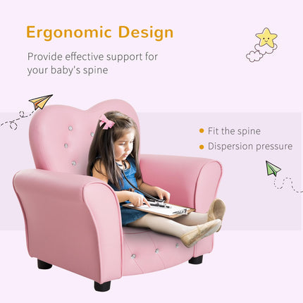Kids Toddler Armchair Sofa with Tufted Buttons - Pink