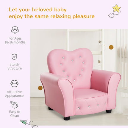 Kids Toddler Armchair Sofa with Tufted Buttons - Pink