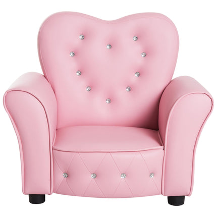 Kids Toddler Armchair Sofa with Tufted Buttons - Pink