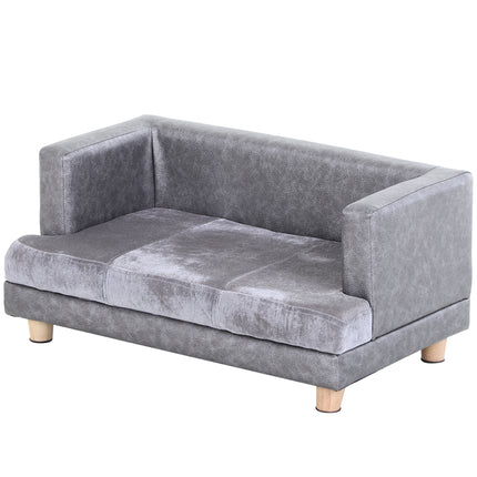 Elevated Dog Sofa Bed for Small Dogs with PU Cover, Soft Cushion & Anti-Slip Legs - Grey