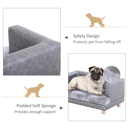 Elevated Dog Sofa Bed for Small Dogs with PU Cover, Soft Cushion & Anti-Slip Legs - Grey